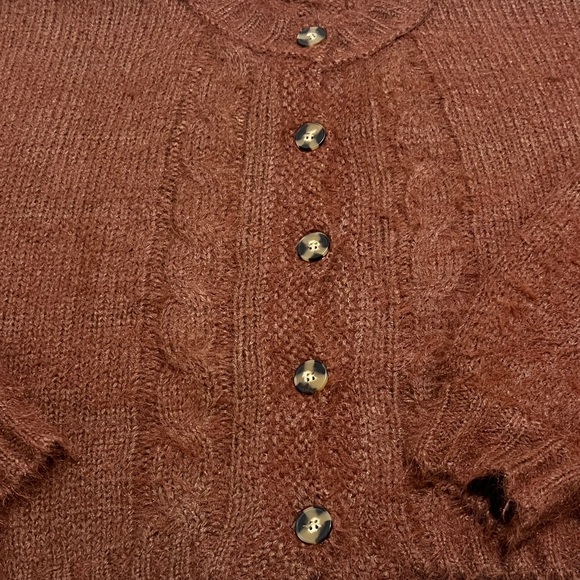Carly Jean Los Angeles Rich Brown Elliott Cardigan - Picture 4 of 5